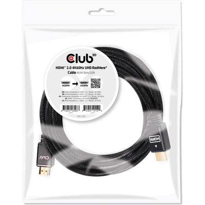Club 3d hdmi 2.0 redmere kabel (zwart, 10 meter, 4k)