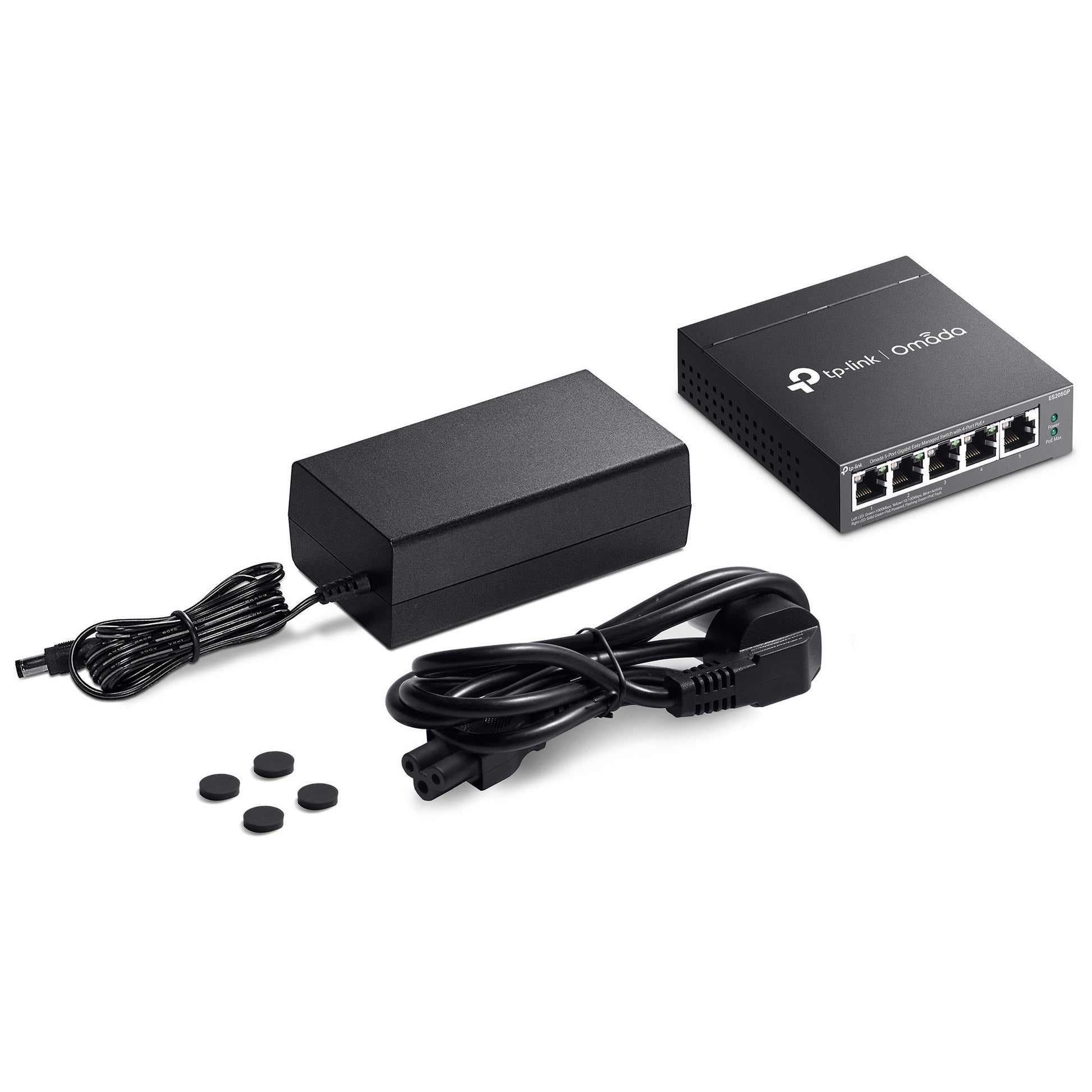 Conmutador tp-link omada es205gp (negro, 4x poe+)