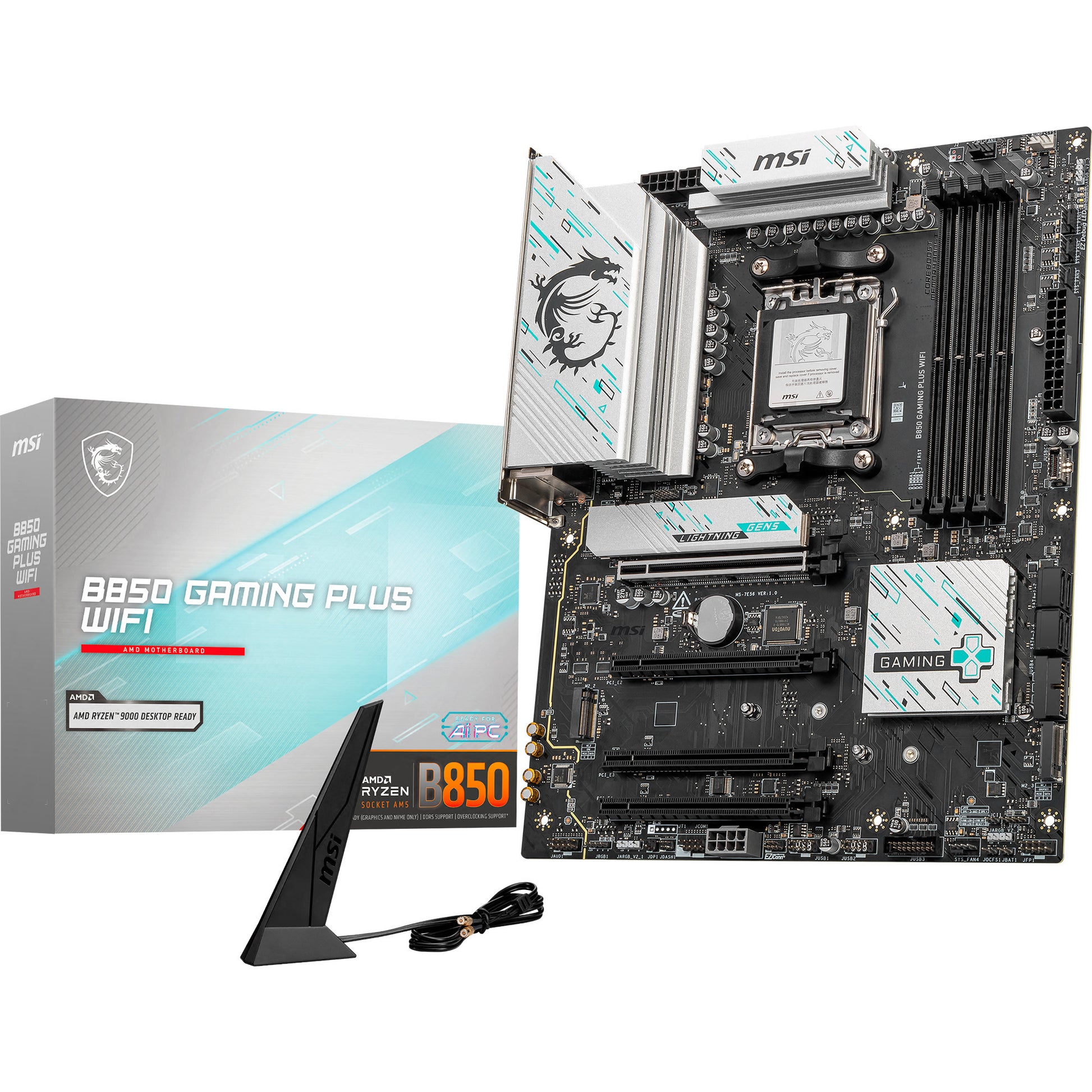 Placa base MSI B850 Gaming Plus WiFi Socket AM5 (RAID, 5GB-LAN, WiFi 7, BT, Sonido, ATX)