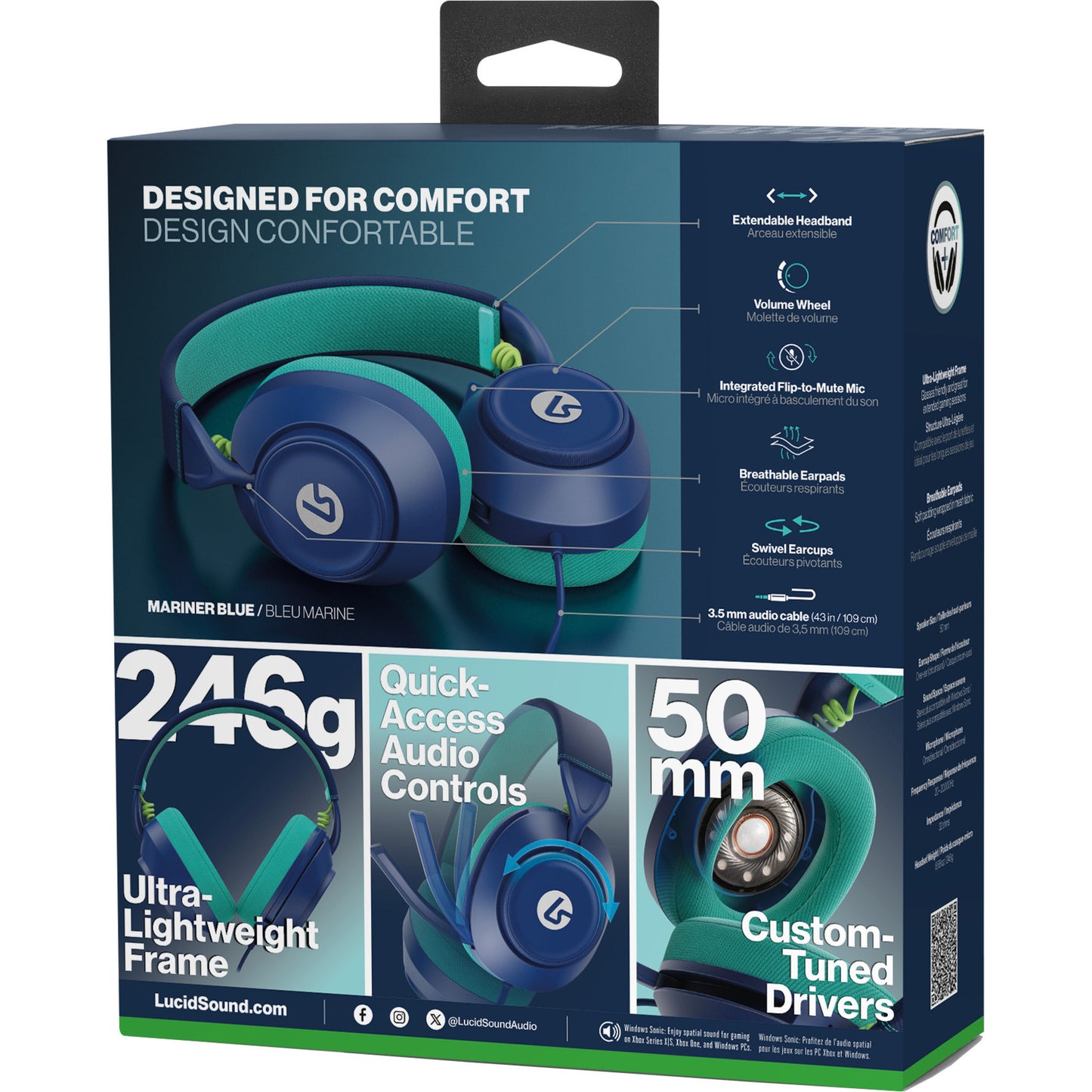 Powera Lucidsound LS10X Gen 2 Cuffie da gioco cablate - Cuffie da gioco over-ear Mariner Blue (Blu scuro Azzurro, Xbox Series X|S, Xbox One, PC)