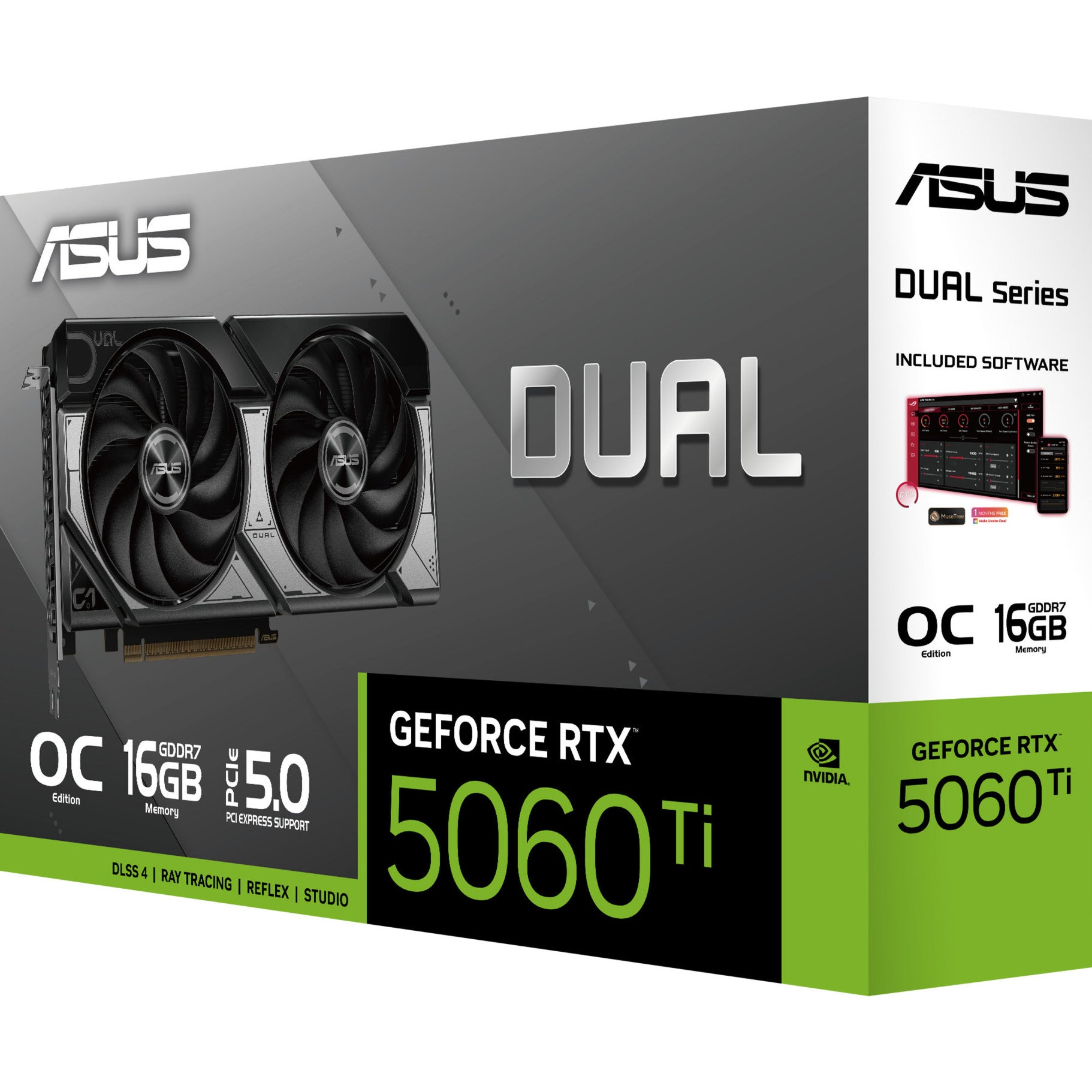 Scheda grafica Asus Dual GeForce RTX 5060 Ti OC 16G (nero, DLSS 4, 3x Display Port, 1x HDMI 2.1)