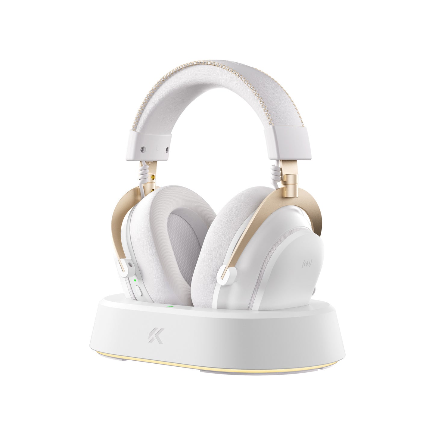 Cuffie da gioco over-ear wireless magnetiche Mchose V9 Turbo+ (oro bianco lucido, Nintendo Switch, Playstation 4, Playstation 5, cellulare, PC, USB Bluetooth 2.4G)