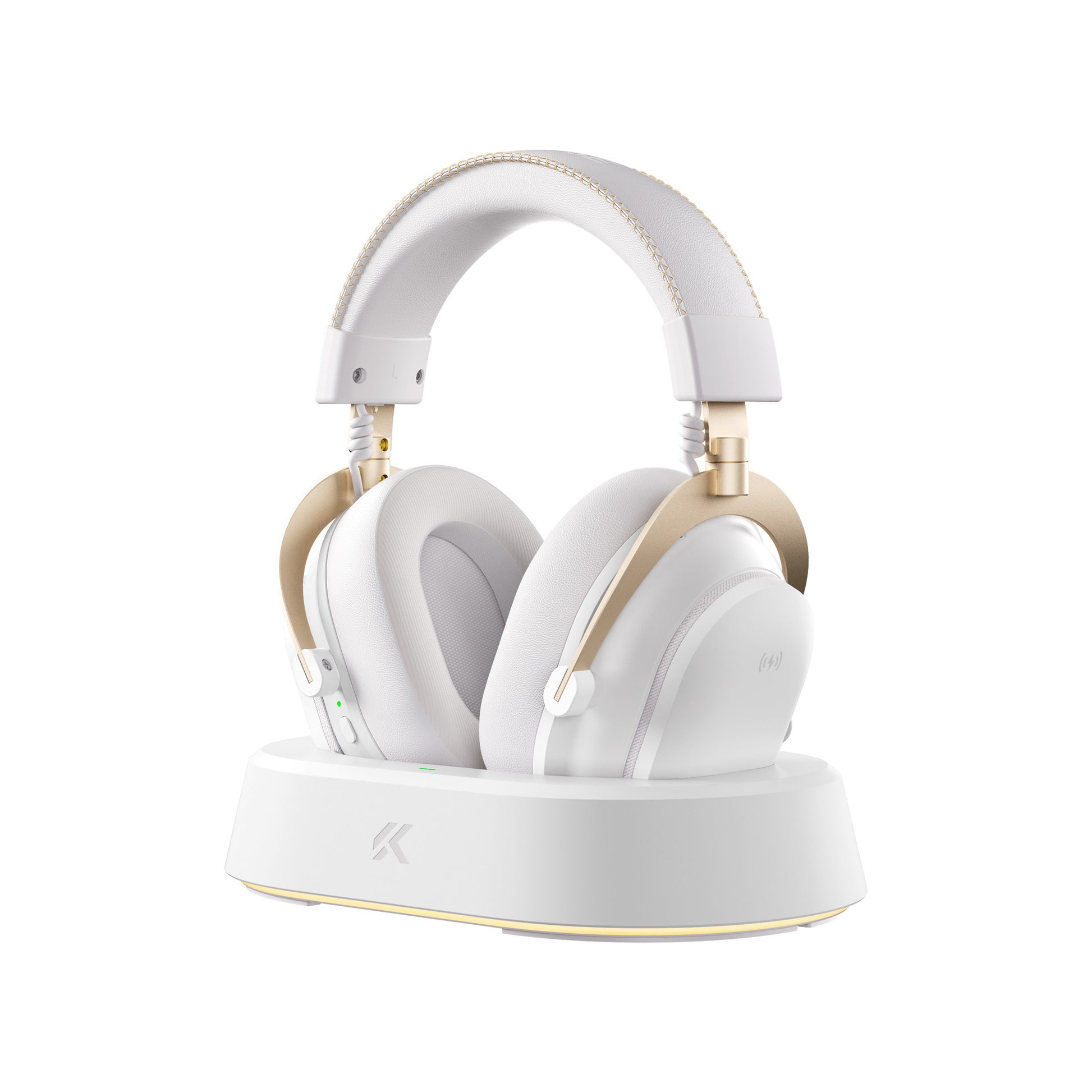 Cuffie da gioco over-ear wireless magnetiche Mchose V9 Turbo+ (oro bianco lucido, Nintendo Switch, Playstation 4, Playstation 5, cellulare, PC, USB Bluetooth 2.4G)