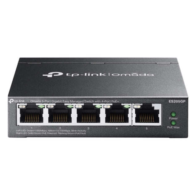 Conmutador tp-link omada es205gp (negro, 4x poe+)