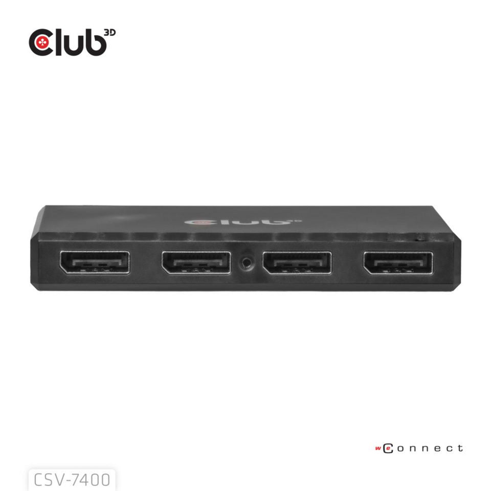 Club Hub 3D DisplayPort Quad Monitor MST 4x 4K30Hz DisplayPort Splitter (Nero)