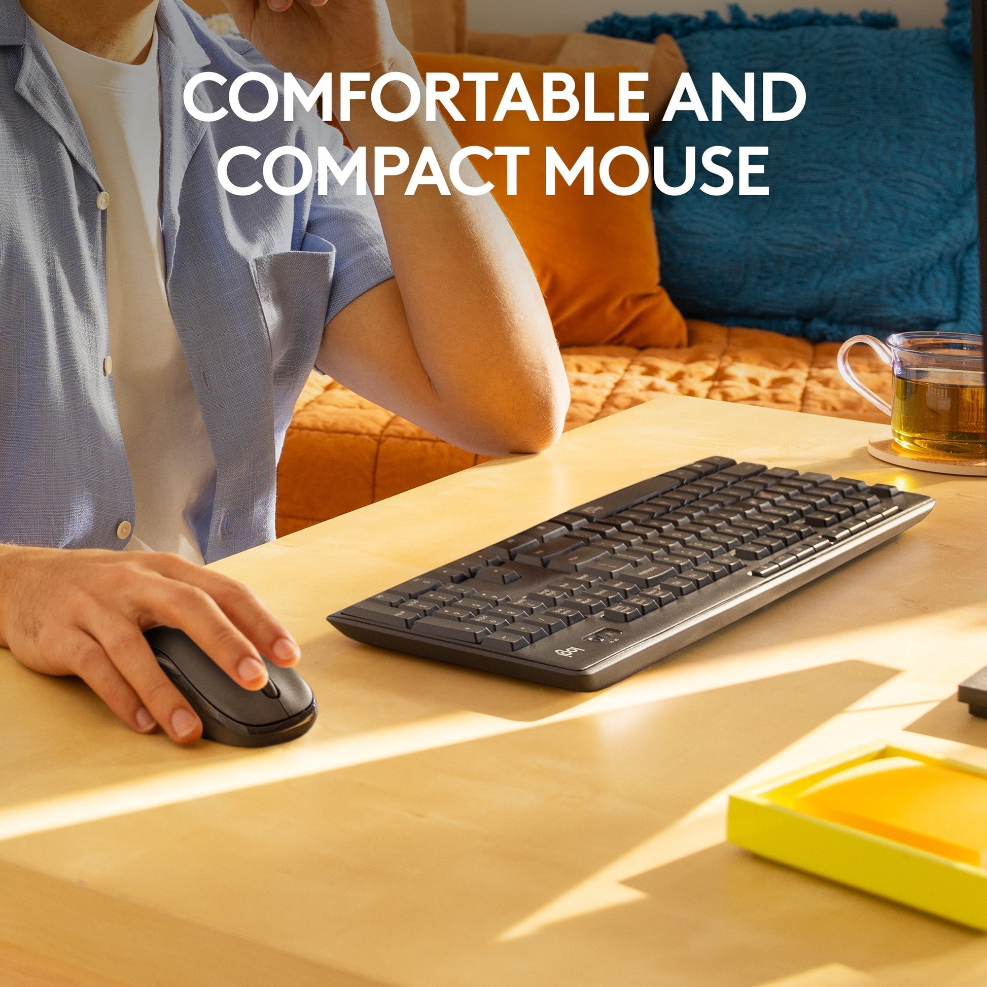Logitech mk295 silent wireless keyboard and mouse combo desktopset (zwart, us-international lay-out (qwerty), 100%)
