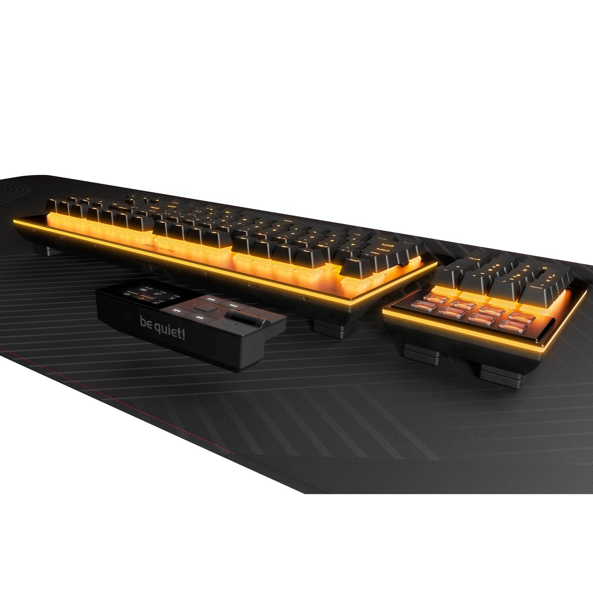 Silenzio! tastiera da gioco meccanica tattile rgb silenziosa con montaggio scuro (nera, layout us (qwerty), tattile silenziosa, 100%, argb, copritasti pbt double-shot, dock multimediale)