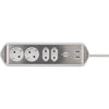 Brennenstuhl estilo hoekstekkerdoos 4-voudig stekkerdoos (wit roestvrij staal, 2x usb)