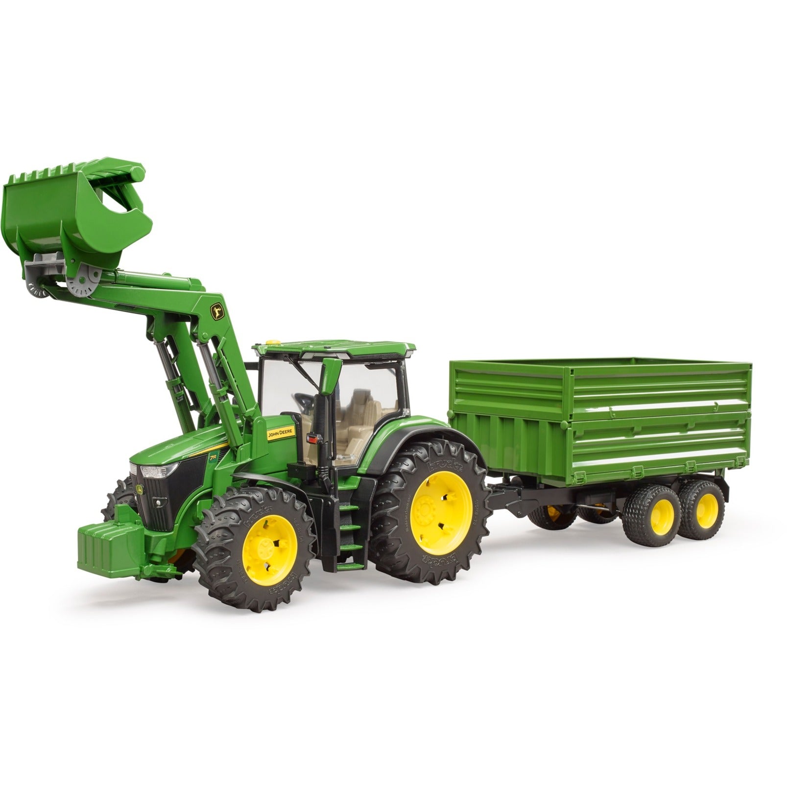 Bruder John Deere 7R 350 con caricatore anteriore e Transportaanha