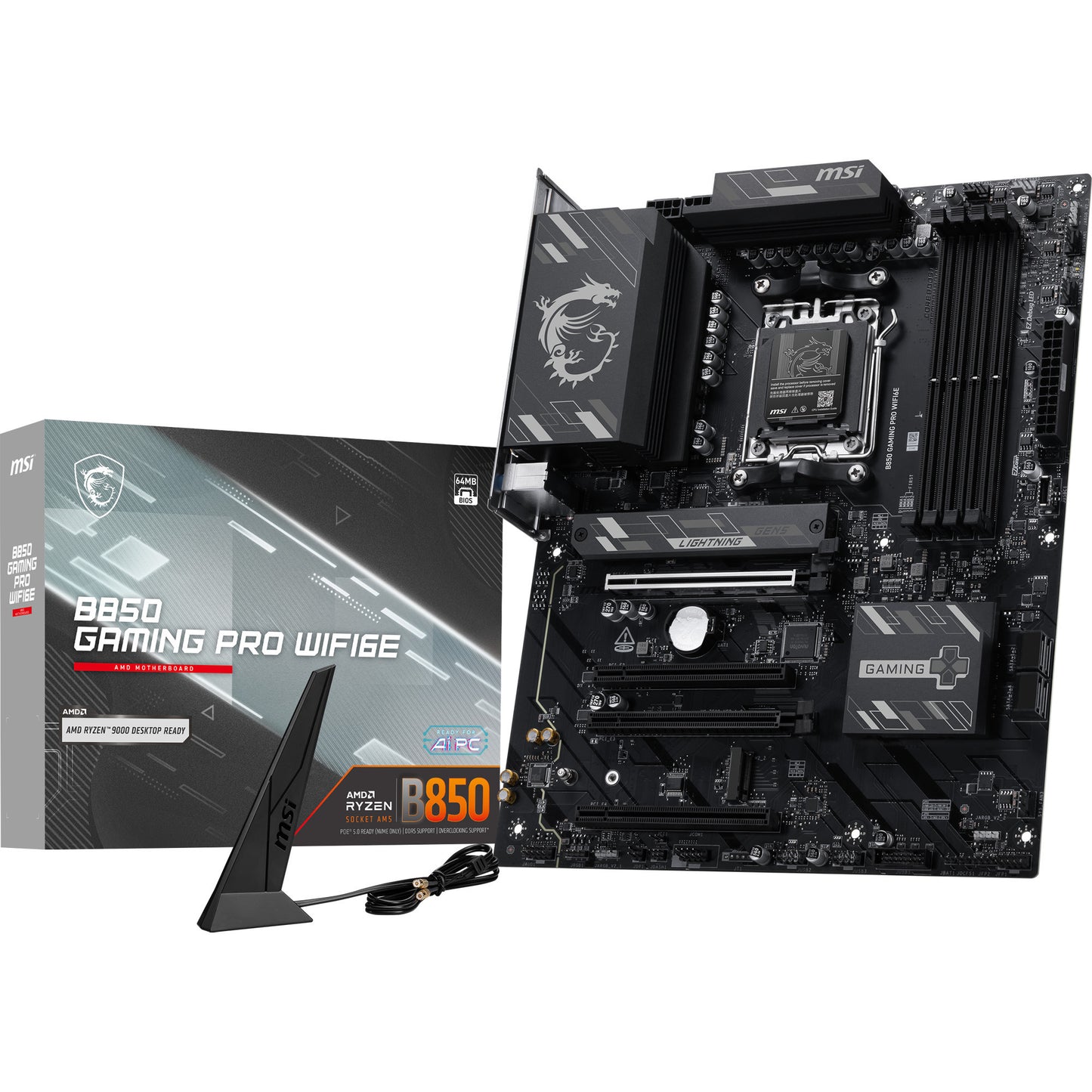 Scheda madre MSI B850 Gaming Pro WiFi 6E Socket AM5 (Nero, RAID, 2.5GB-LAN, WiFi 6E, BT, Suono, ATX)