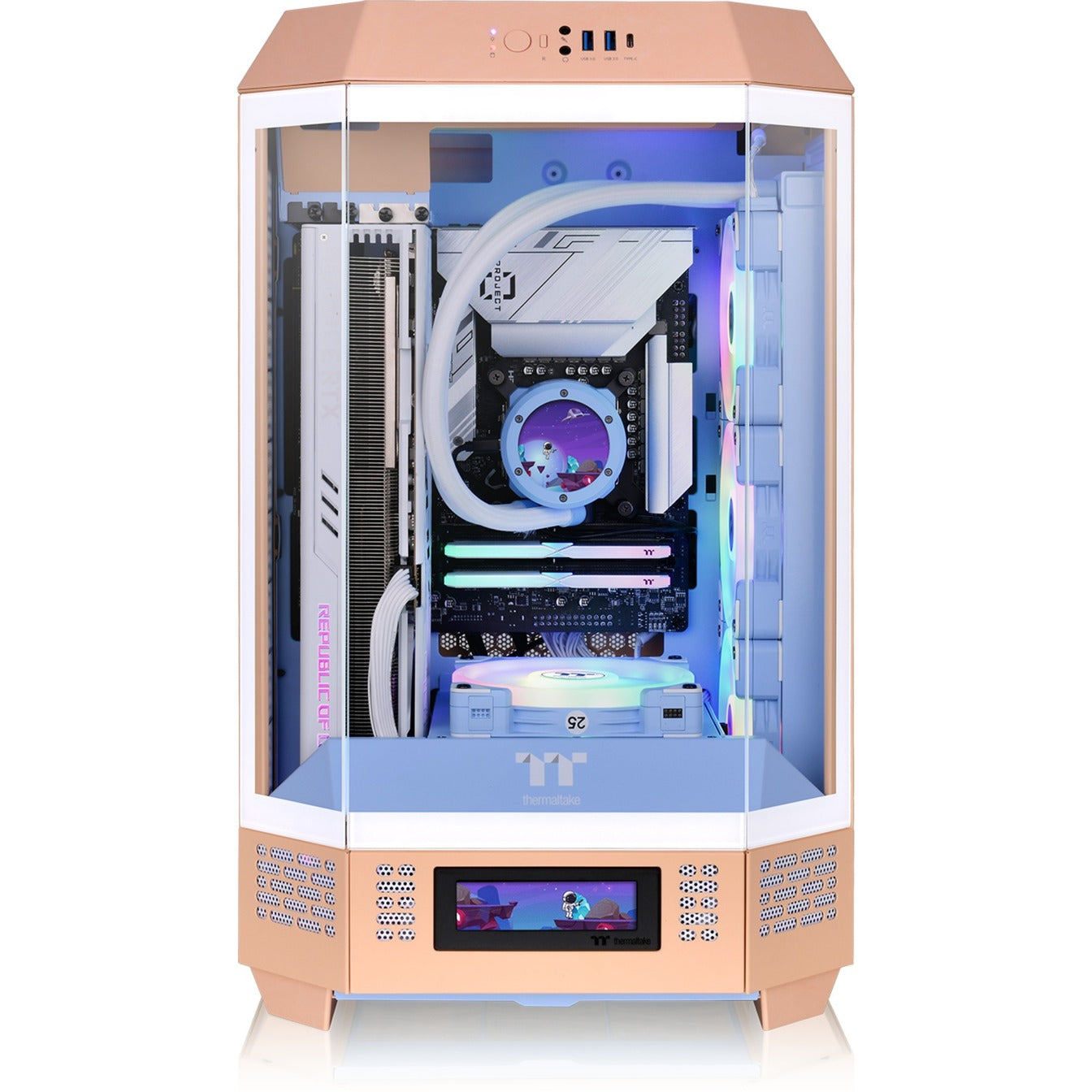 Thermaltake the tower 300 - custodia mini tower color pesca fuzz (pesca | 3x USB-A | vetro temperato)