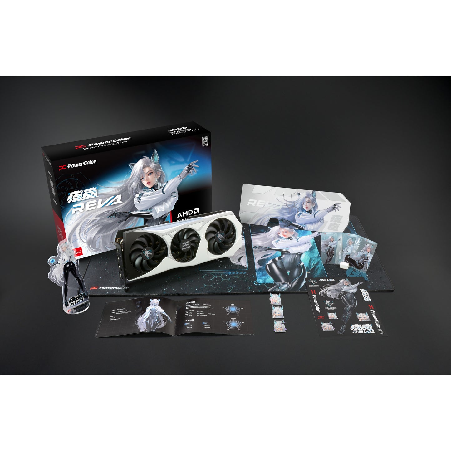 Scheda grafica Powercolor Radeon RX 9070 XT Hellhound Reva16GB in edizione limitata (bianco nero, RDNA4, GDDR6, 3x display port, 1x HDMI)