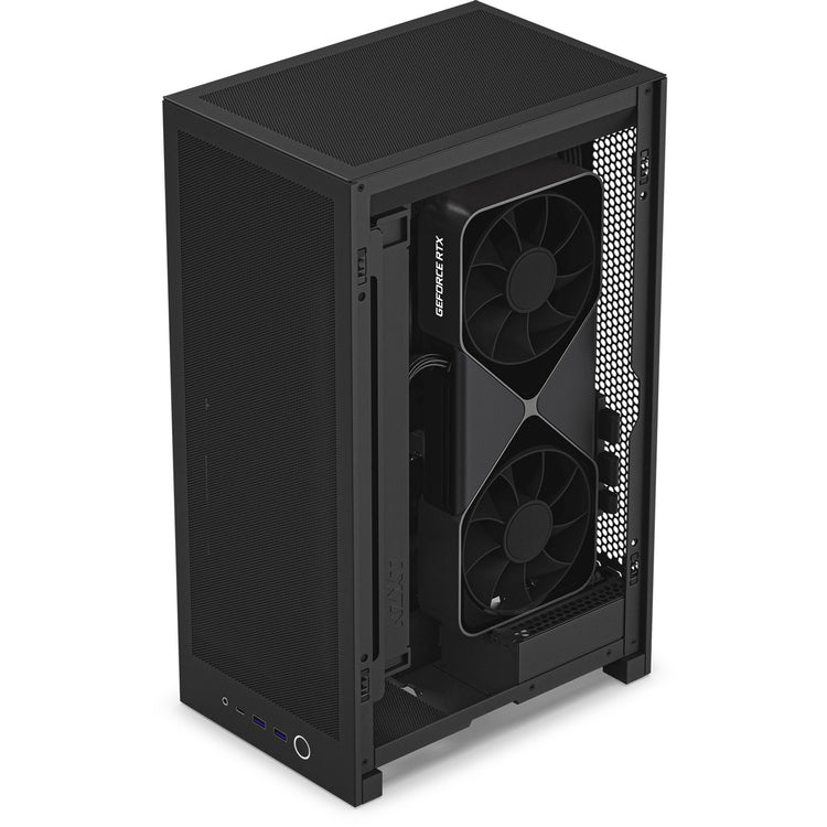 Nzxt h2 flow mini tower behuizing (zwart | 2x usb-a | 1x usb-c | tempered glass)