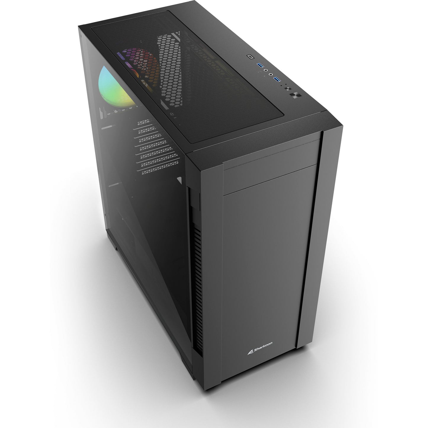 Custodia midi tower Sharkoon s25-w2 argb (nera | 2x USB-A | 1x USB-C | RGB | vetro temperato)