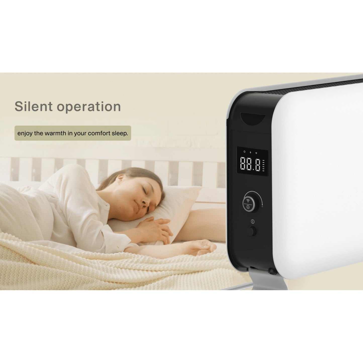 Calentador convector wifi Mill co1500maxwifi3 (blanco negro, 1500 vatios, wifi + control por aplicación)