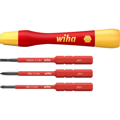 Wiha fijnschroevendraaierset picofinish slimvario electric (rood geel, 4-delig met slimbits)