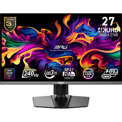 Monitor da gioco MSI MPG 272urx QD-OLED 26,5 4K UHD (nero, 2x HDMI, DisplayPort, 2x USB-A, USB-B, USB-C, 240 Hz)