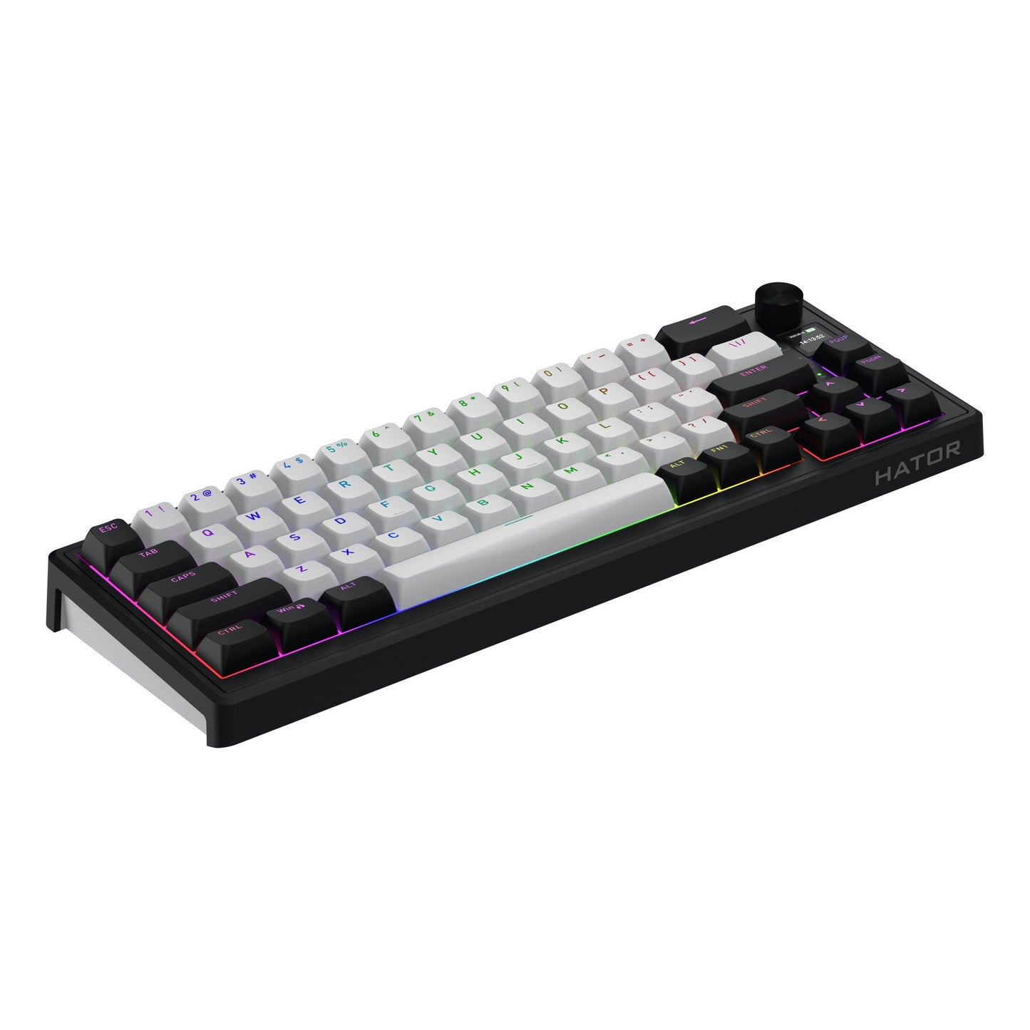 Hator skyfall mag ultima 8k wireless, tastiera da gioco (nera, layout americano, hator aurum ice, 65%, rgb, double-shot pbt, hot-swap, bluetooth usb-c da 2,4 ghz)