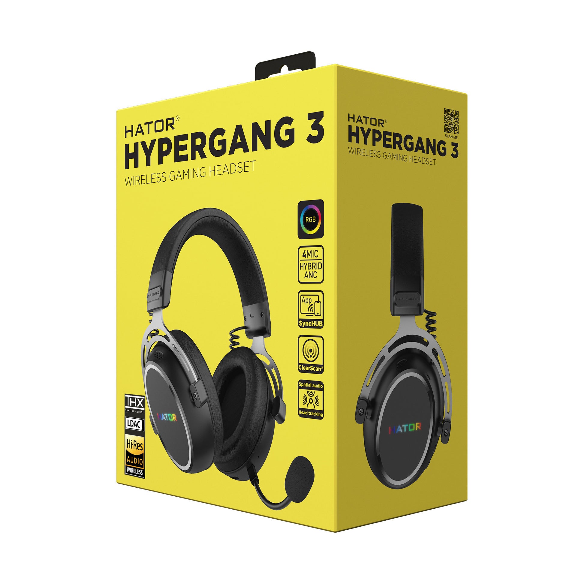 Cuffie da gioco over-ear wireless Hator Hypergang 3 (nere, RGB, USB Bluetooth da 2,4 GHz)