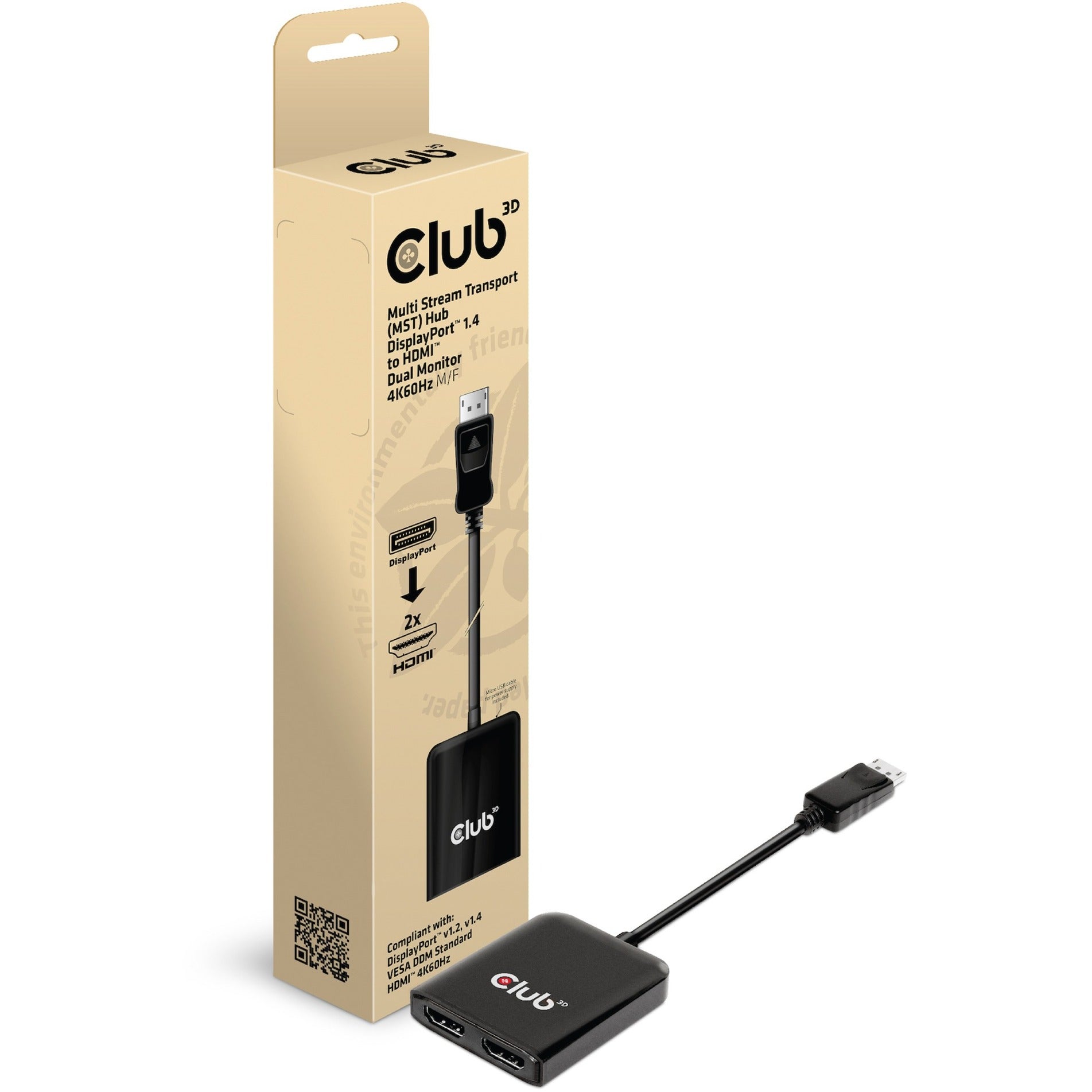 Club 3D Multi Stream Transport Hub DisplayPort da 1.4 a 2x