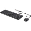 Juego de escritorio con ratón y teclado HP 150 con cable (negro, diseño UE (qwerty), membrana, 100%, 1600 ppp)