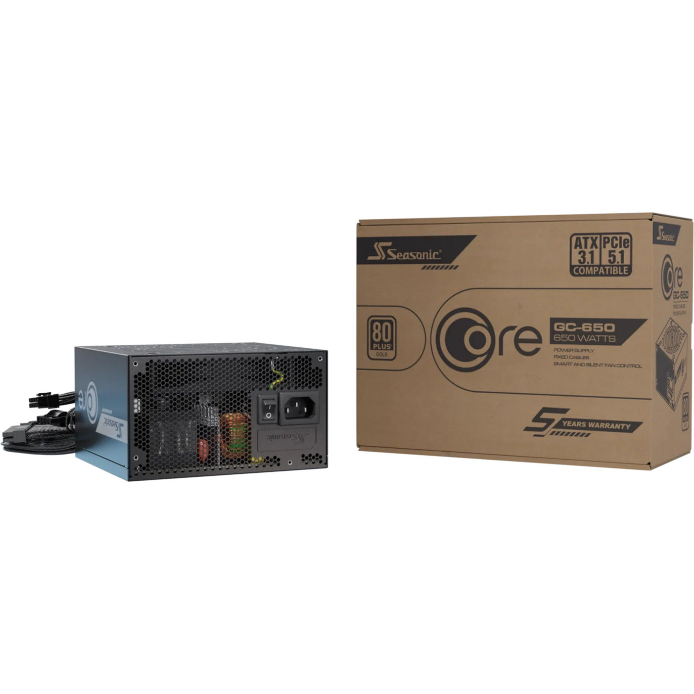 Alimentatore Seasonic core gc-650 atx 3.1 da 650 watt (nero, 2x pcie)