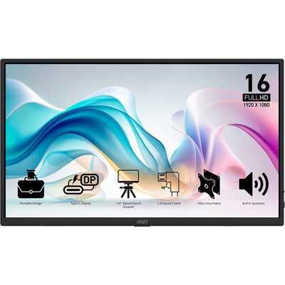 Monitor Msi pro mp165 e6 15.6 (nero, hdmi, 2x usb-c)