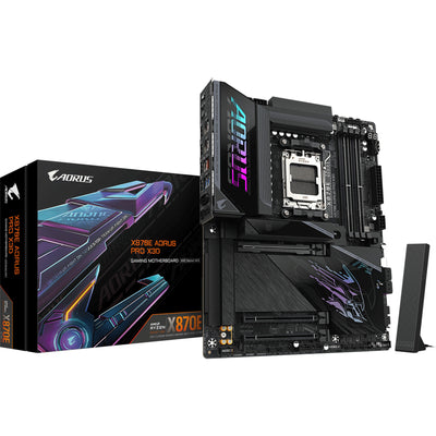 Scheda madre Gigabyte x870e aorus pro x3d socket am5 (nera, raid, 5GB-lan, wi-fi 7, BT, audio, atx)