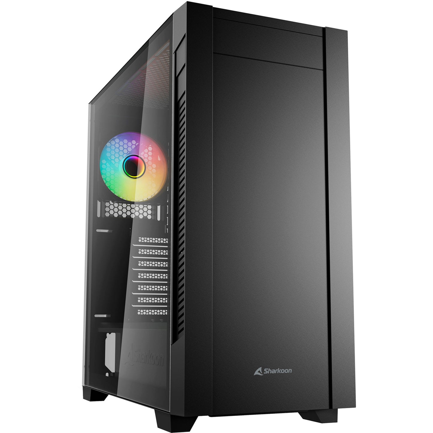 Custodia midi tower Sharkoon s25-w2 argb (nera | 2x USB-A | 1x USB-C | RGB | vetro temperato)