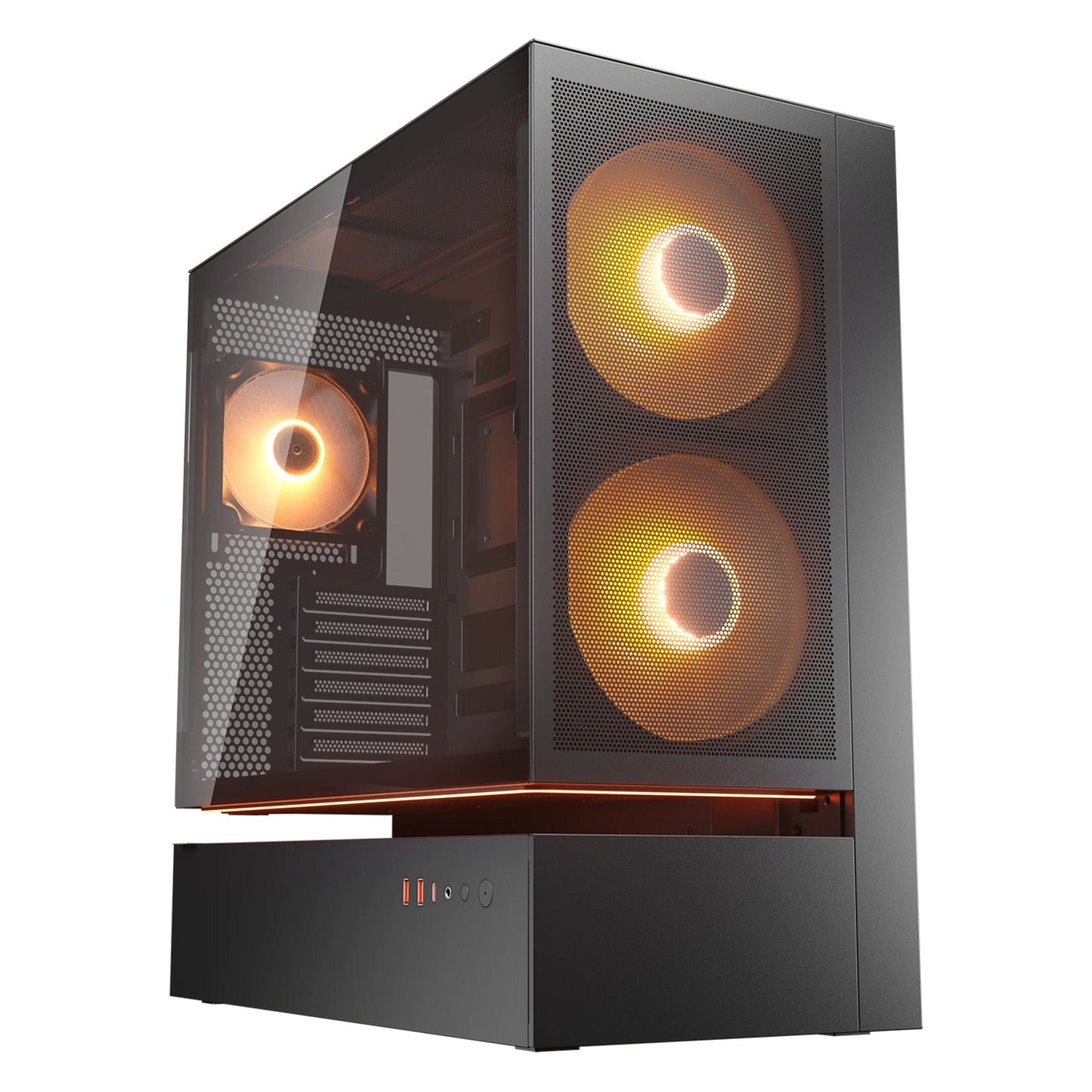 Custodia midi tower Cougar cfv235 mesh (nero | 2x USB-A | 1x USB-C | RGB | vetro temperato)