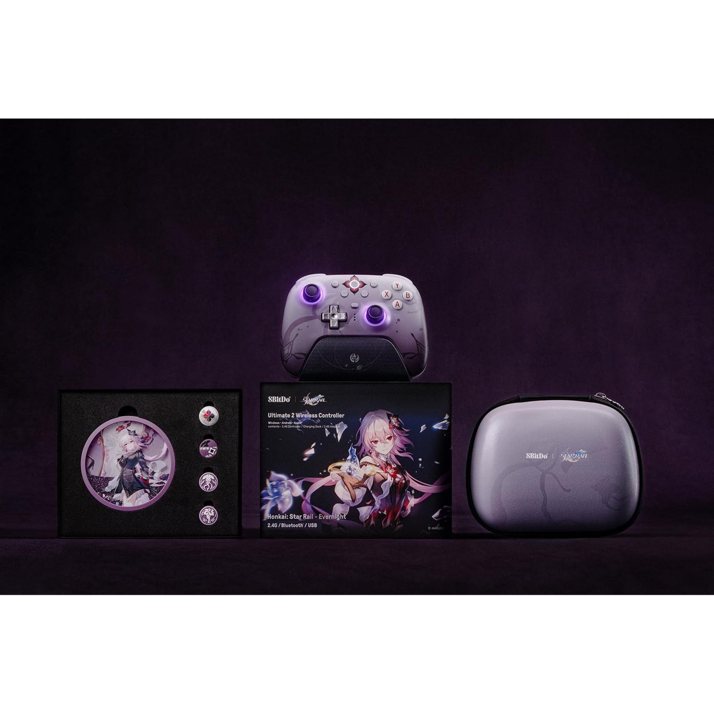 Controller wireless 8bitdo Ultimate 2 - Honkai: Star Rail - Evernight (viola scuro, Bluetooth 2,4 GHz, USB, PC)