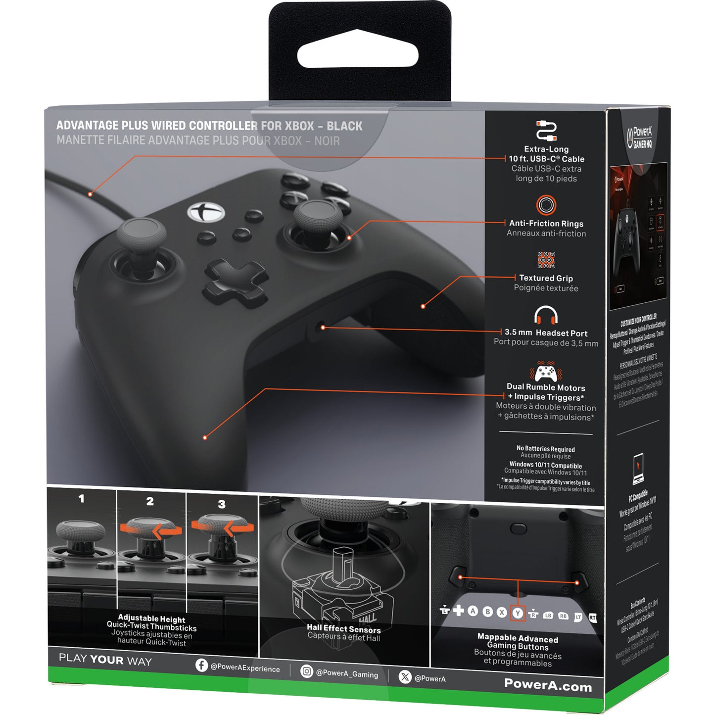 Vantaggio Powera plus controller cablato per xbox serie x|s (nero, xbox serie x|s, xbox one, PC)