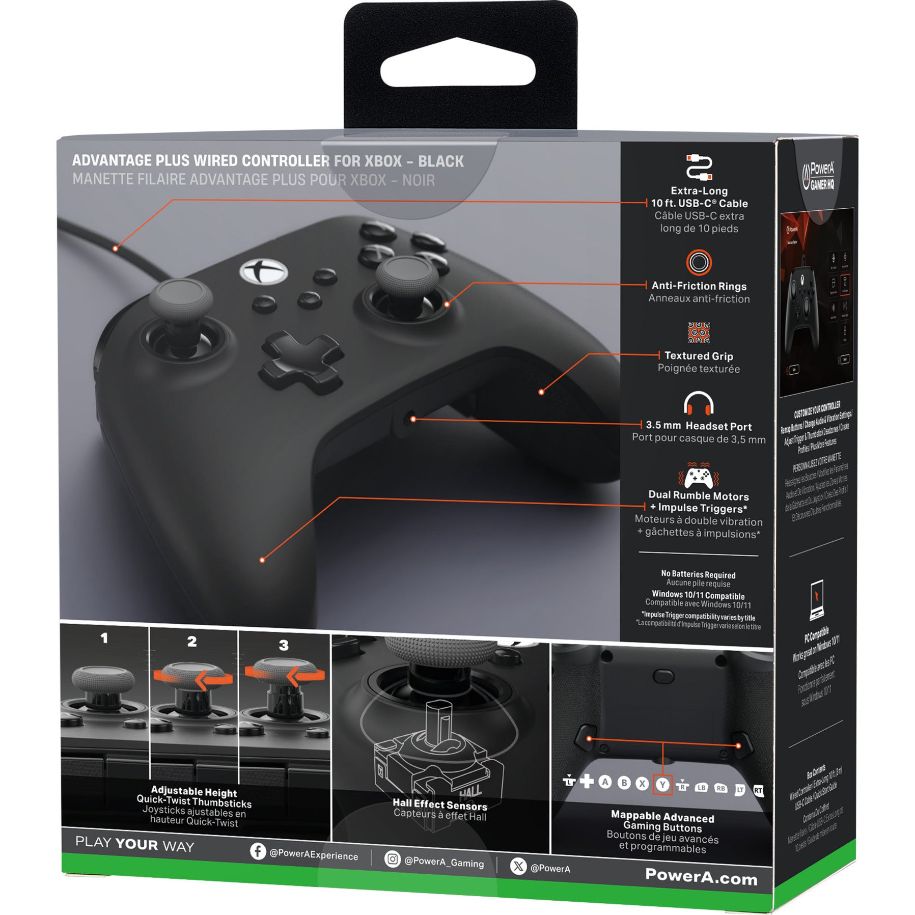 Vantaggio Powera plus controller cablato per xbox serie x|s (nero, xbox serie x|s, xbox one, PC)