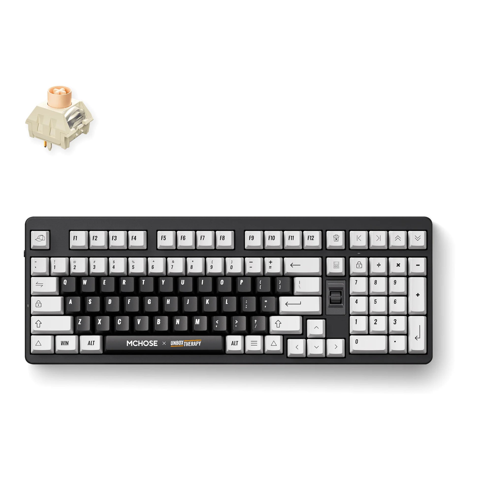Mchose x unbox therapy - ut98 mechanical keyboard (100%, classic therapy, icy creamsicle switch, rgb, hot swap, 2.4 ghz | usb-c | bluetooth)