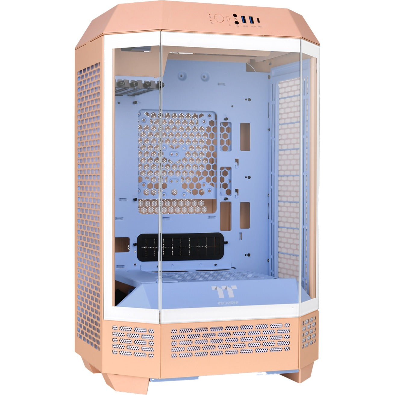 Thermaltake the tower 300 - custodia mini tower color pesca fuzz (pesca | 3x USB-A | vetro temperato)