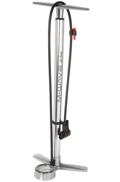 fietspomp met manometer aluminium 61 cm zilver