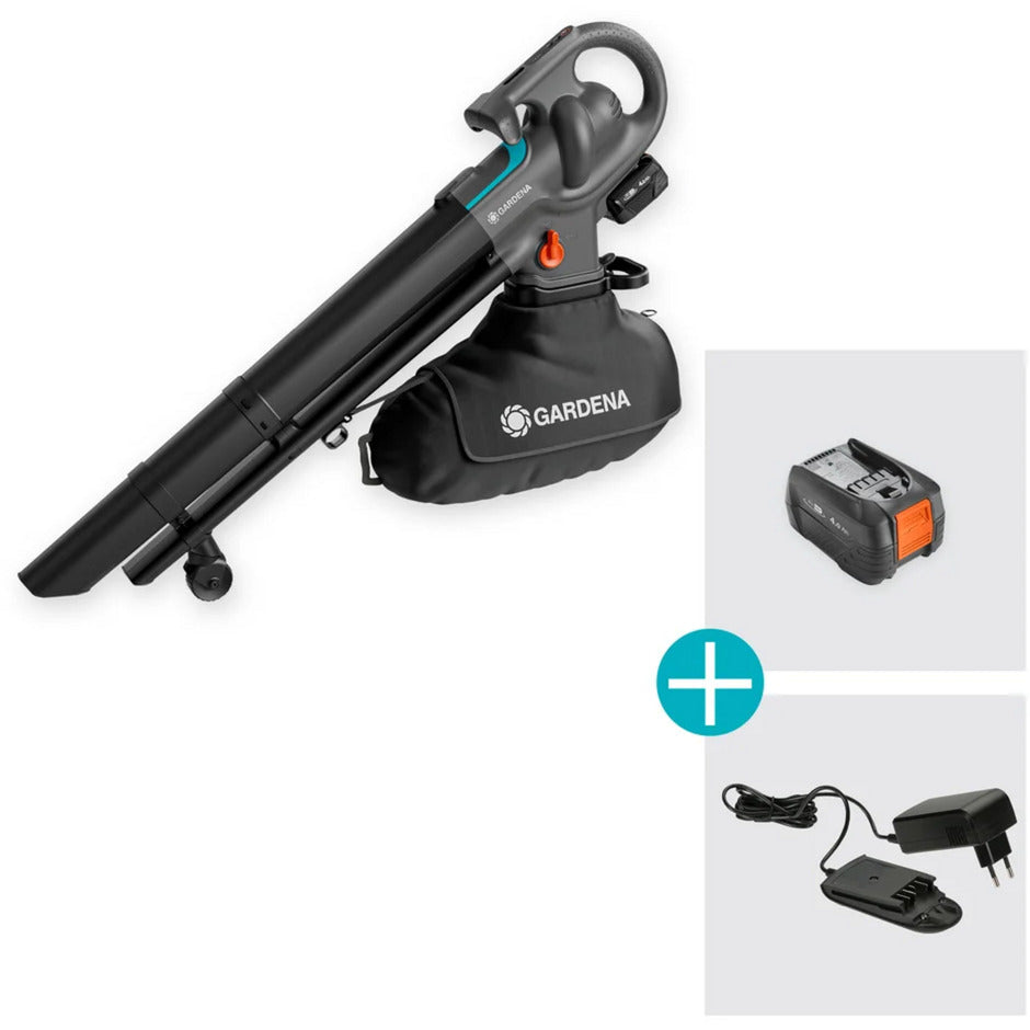 Gardena soffiatore per foglie a batteria powerjet 18v p4a set
