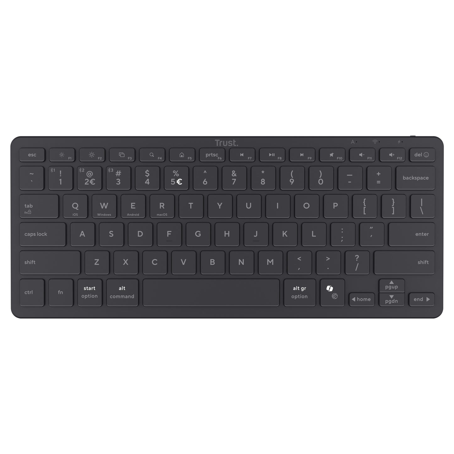 Tastiera Bluetooth Trust Nado II (nera, layout USA, interruttori a forbice, Bluetooth)