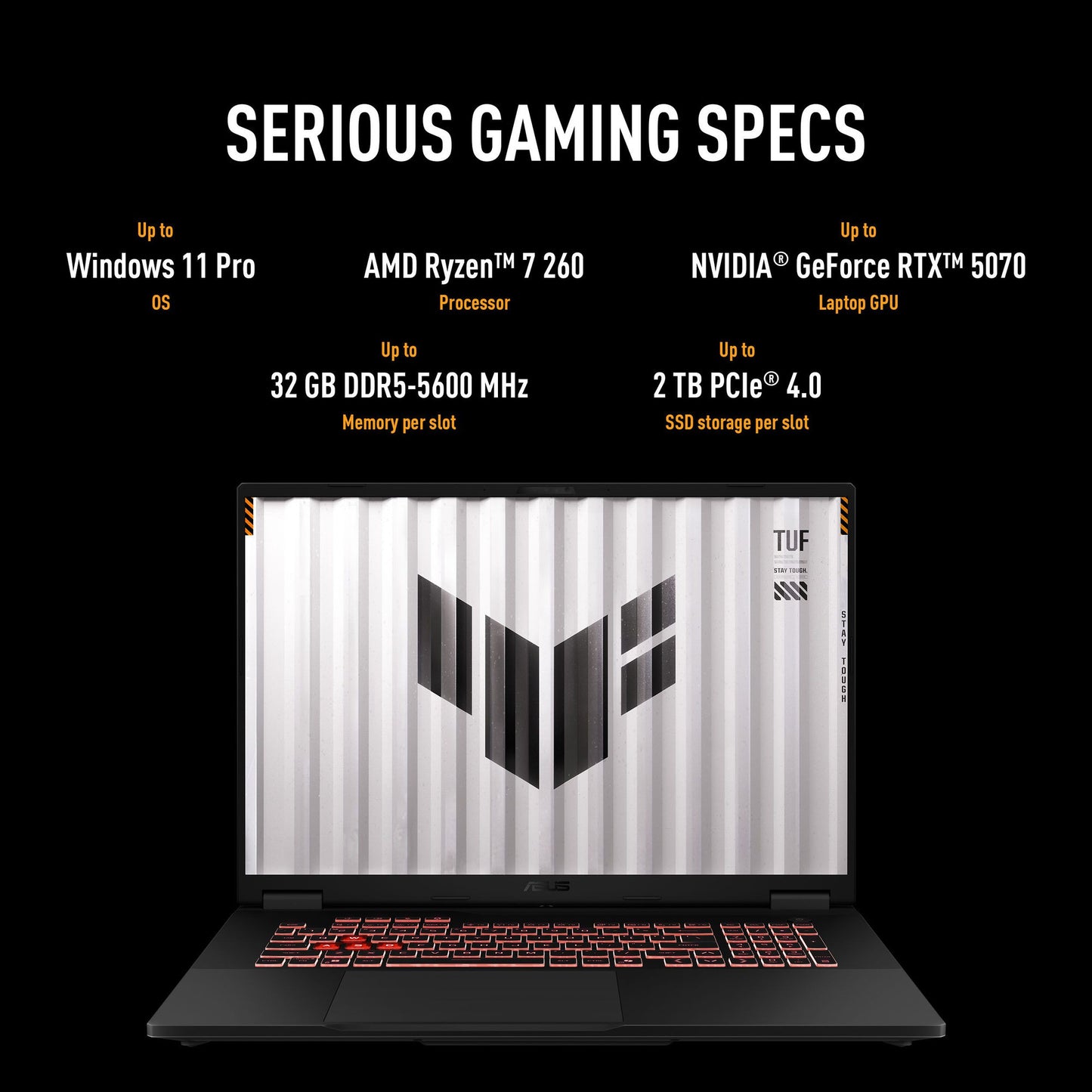 Asus tuf gaming a18 fa808um-s8112w 18 gaming laptop (zwart grijs | ryzen 7 260 | rtx 5060 | 16 gb | 1 tb ssd)