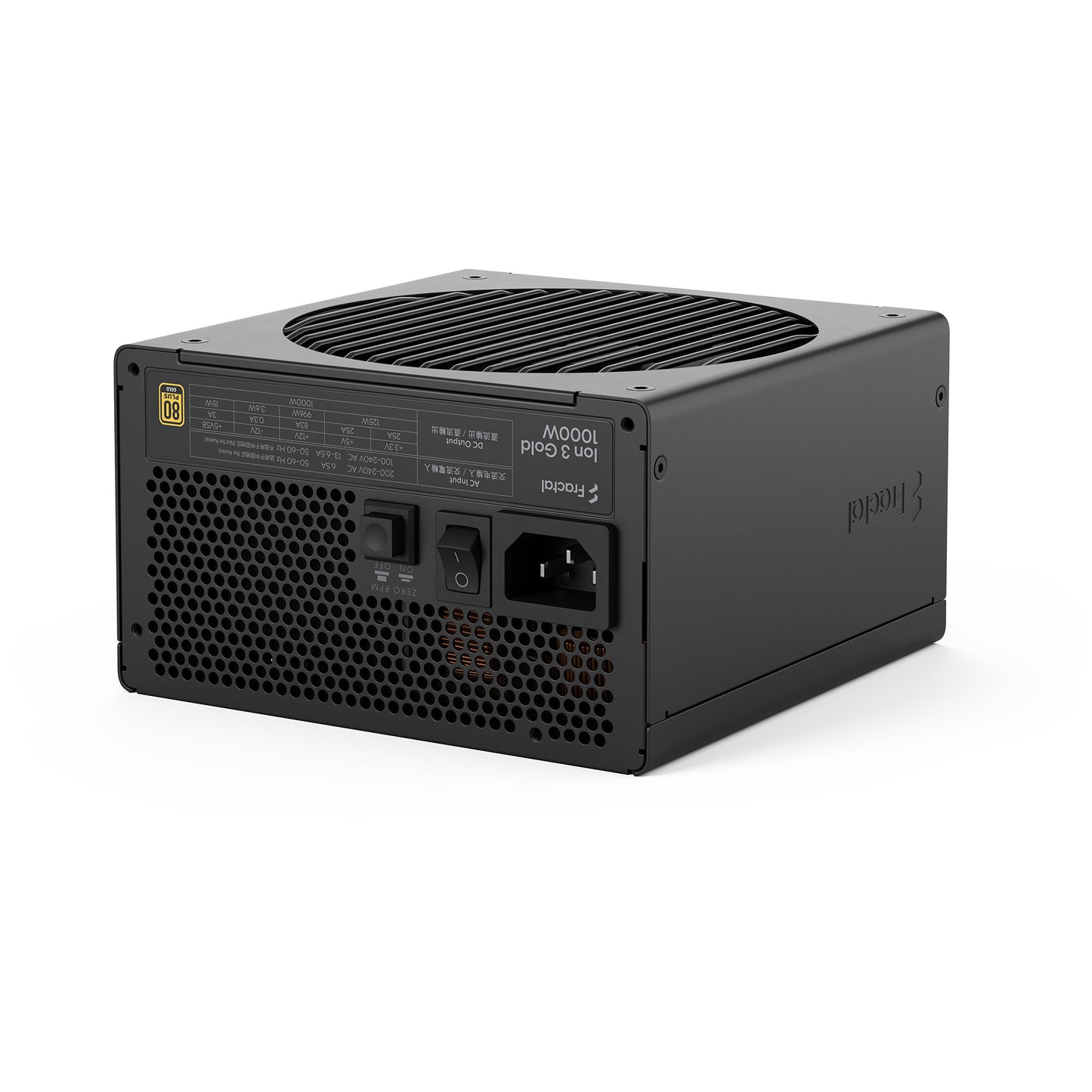 Fractal design ion gold 3 fuente de alimentación modular de 1000 vatios (negro, 1x 12v-2x6, 3x pcie)