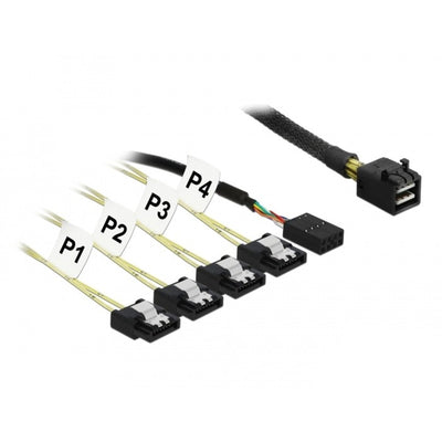 Delock Mini SAS HD SFF-8643> 4x SATA 7 PIN Reverso + SID