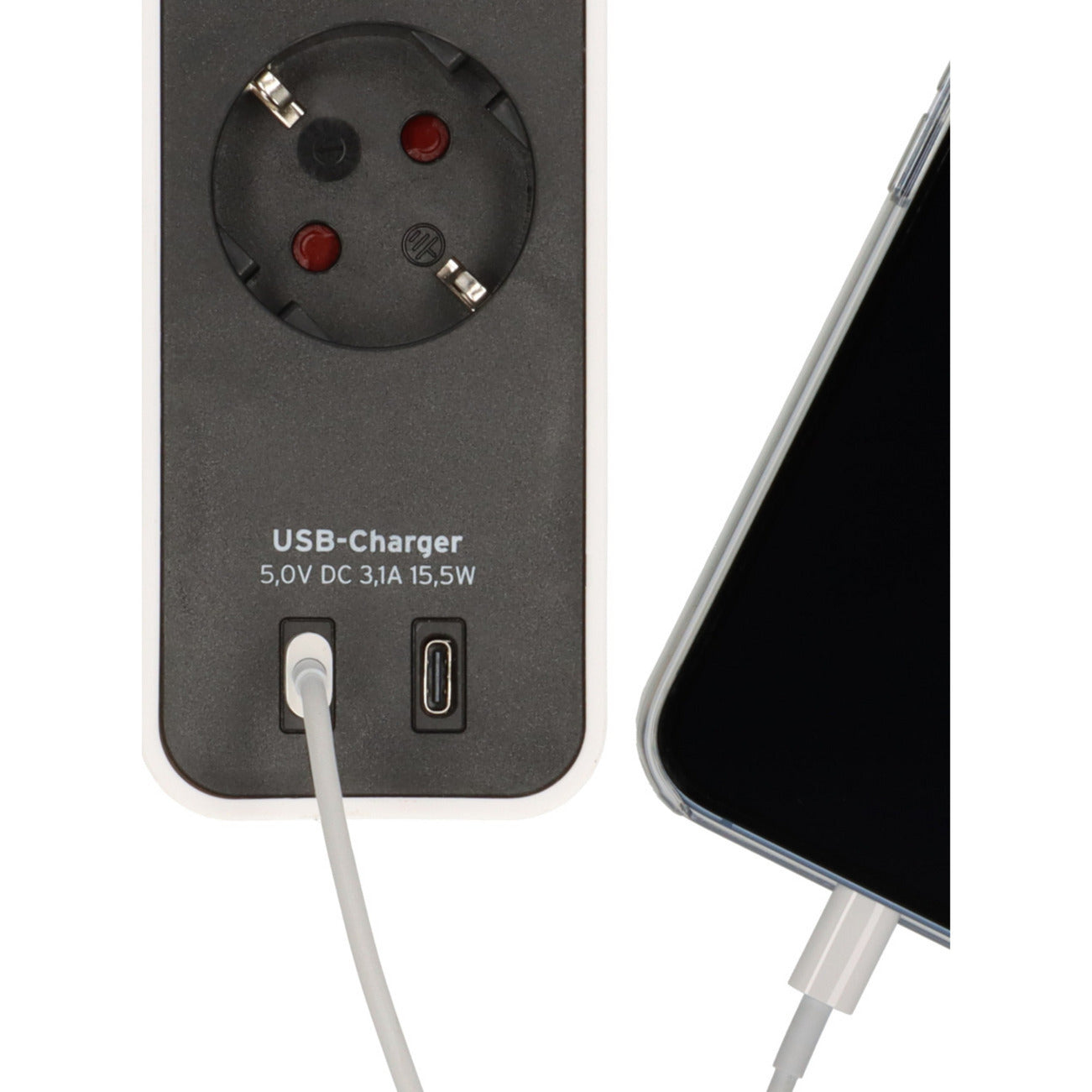 Regleta Brennerstuhl ecolor con 2 tomas de carga USB-C | 4 veces | blanco negro | 1,5m h05vv-f 3g1.5 - 1153240126