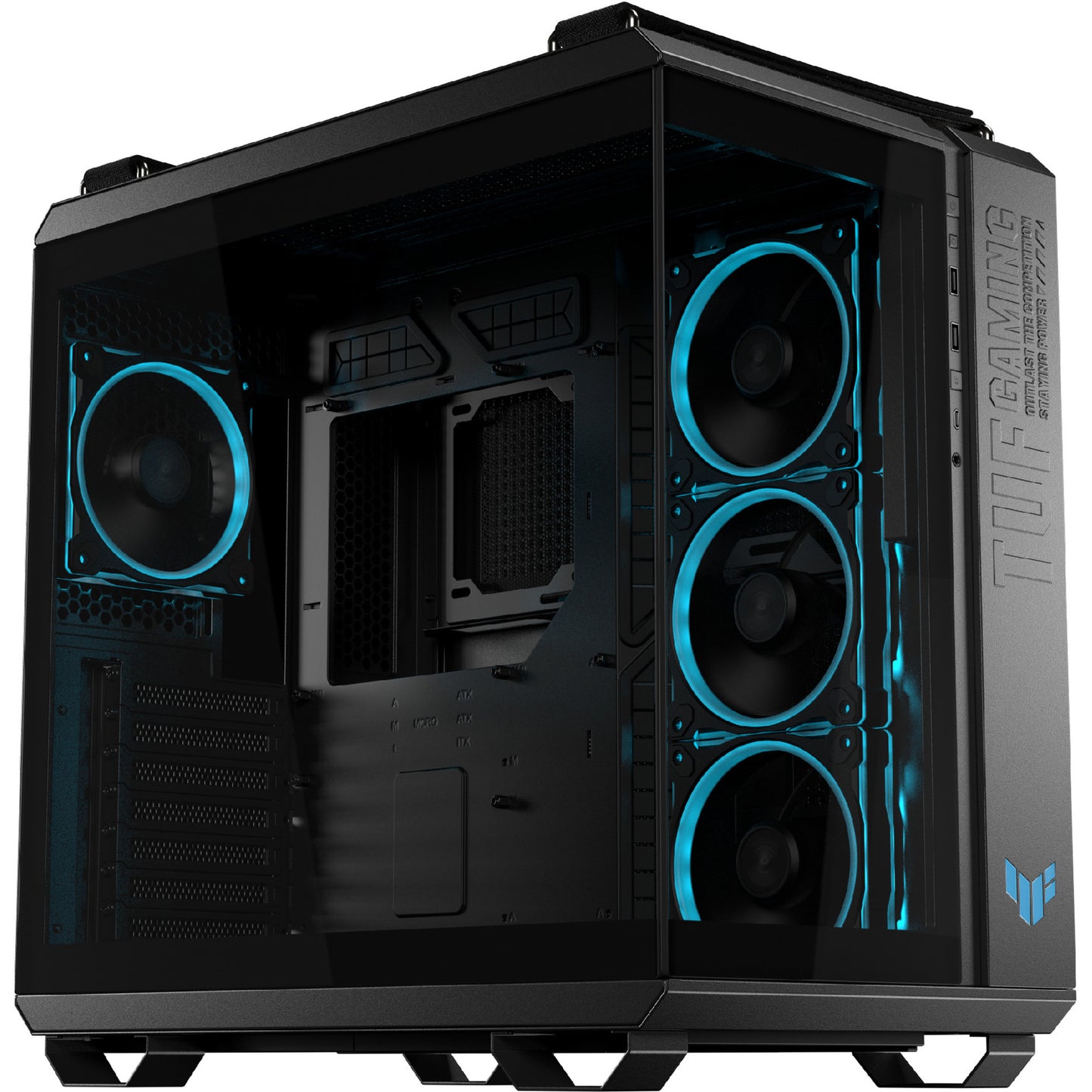 Custodia midi tower Asus tuf gaming gt502 Horizon Argb (nero | 3x USB-A | 1x USB-C | vetro temperato)