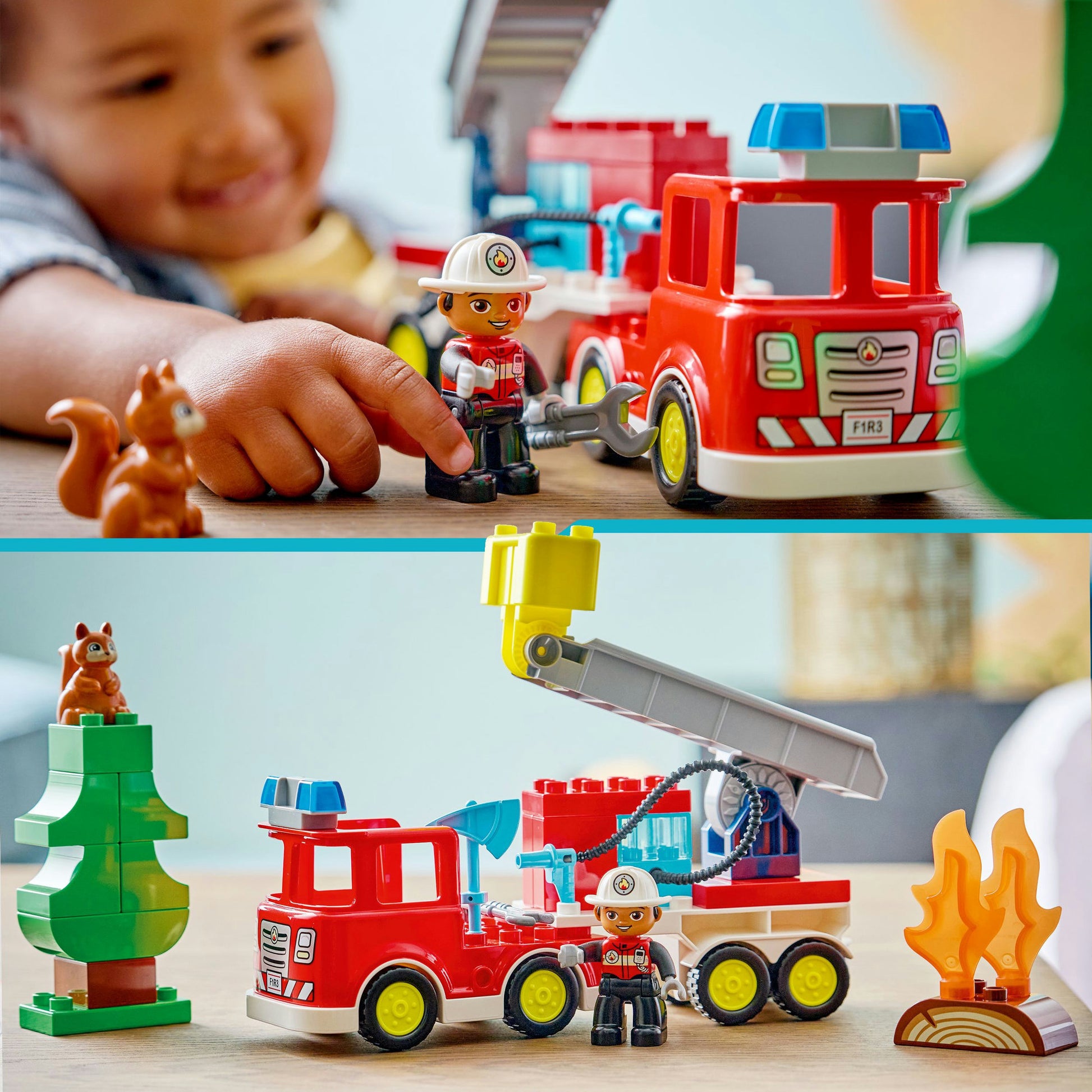 Lego Duplo Town 10473 camion dei pompieri con manichetta e vigile del fuoco