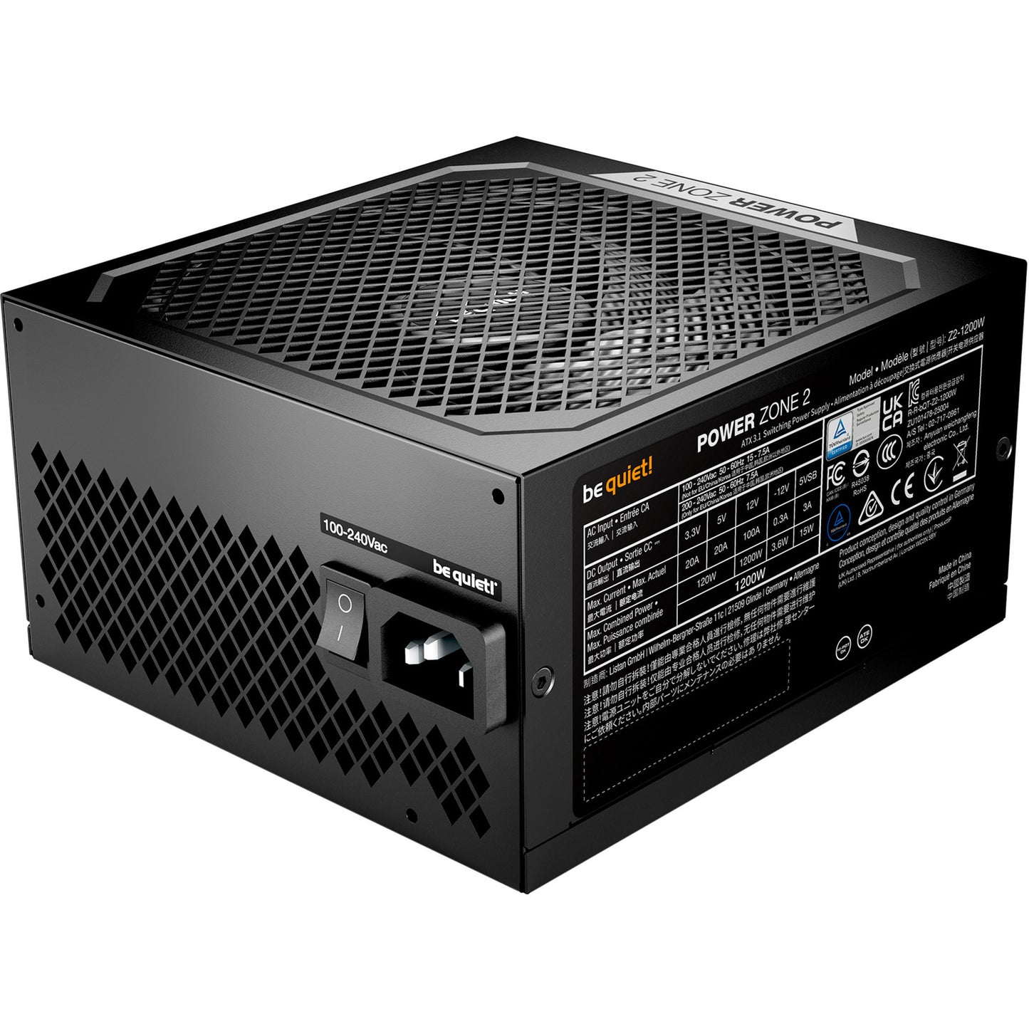 Silenzio! alimentatore modulare da 1200 watt power zone 2 (nero, 1x 12v-2x6, 3x pcie)