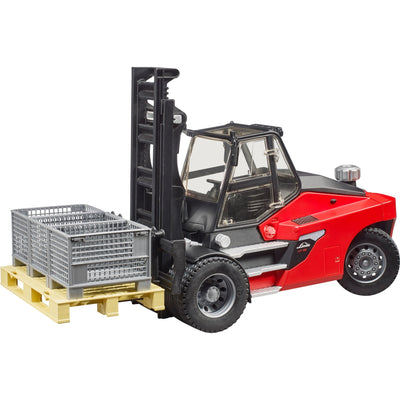 Bruder Linde HT160s FORKLIFT con pallet e 3 gabbie da pallet