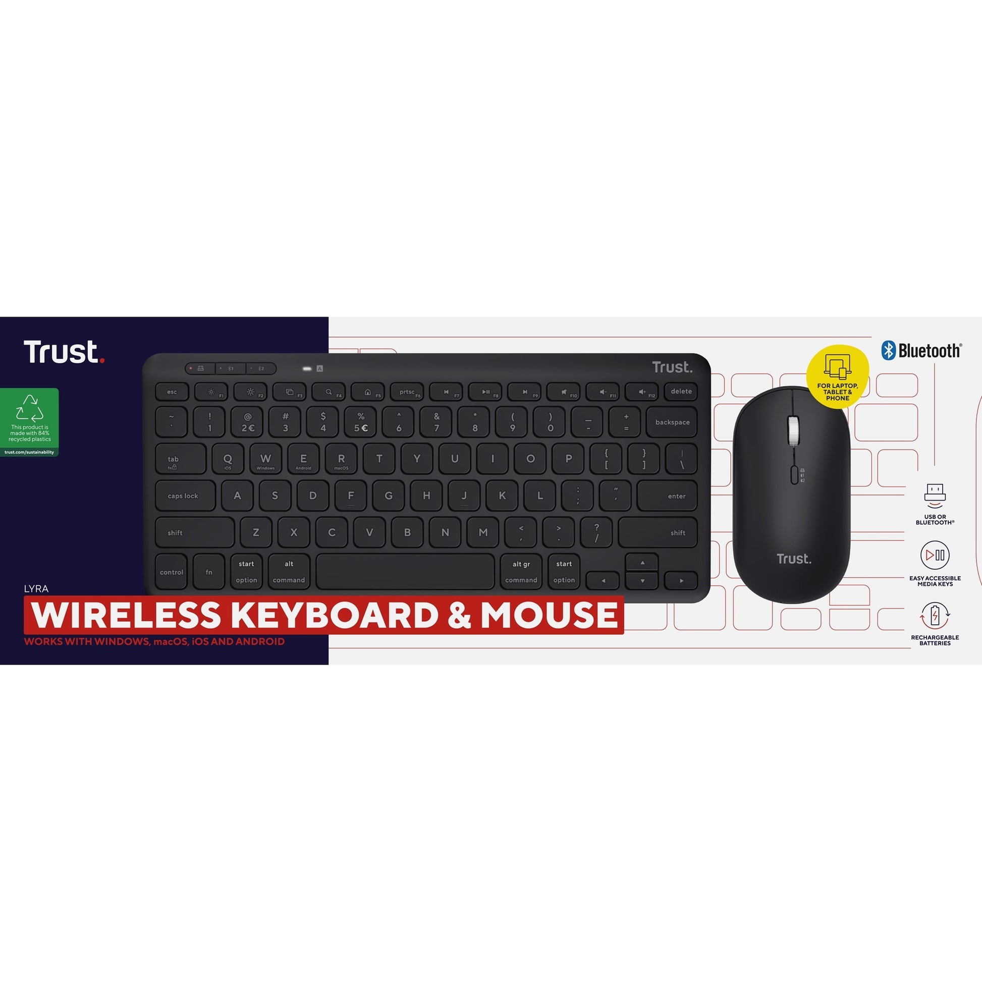 Trust Lyra Multi-Device Wireless Keyboard Mouse
