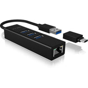 Icy box ib-hub1419-lan usb-hub (zwart, 3x usb-a 3.2 (5 gbit s), 1x lan) - afbeelding 2