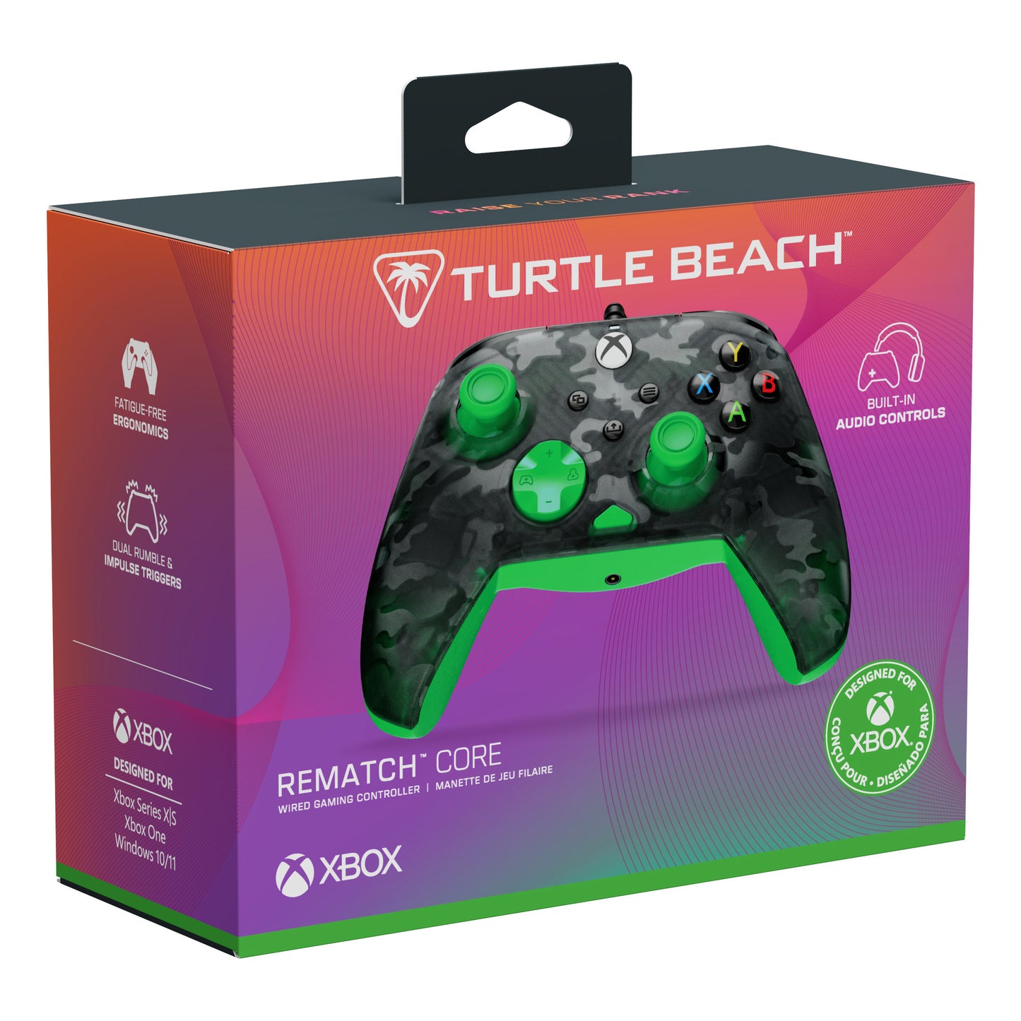 Controller cablato Turtle Beach Rematch Core (Nero Verde, Xbox Series X|S, Xbox One, PC)