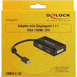 Delock mini displayport naar vga hdmi dvi adapter (zwart) - afbeelding 1